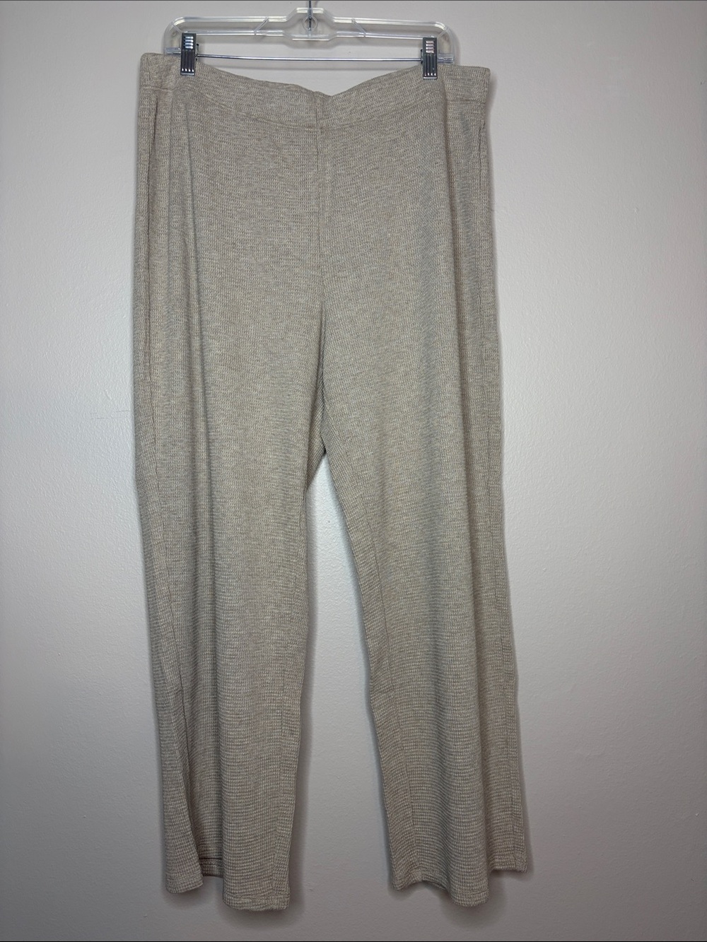 Eileen Fisher Waffle Knit Lounge Pants XL Organic Cotton Oatmeal Sleep Pant EUC
